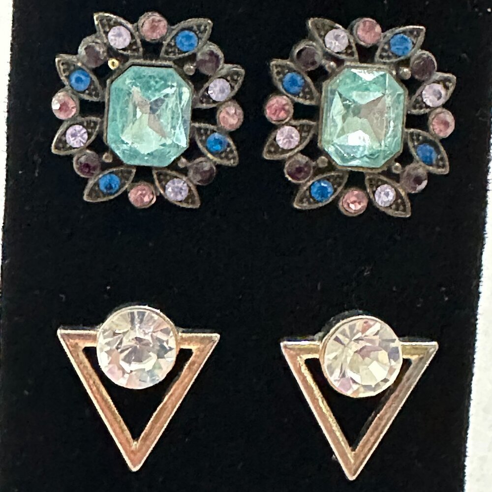 Four Pair Rhinestone Stud Earrings - image 8
